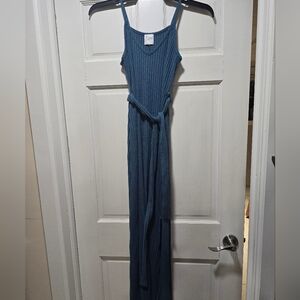 Olivia Rae Blue Ribbed Sleeveless Dress